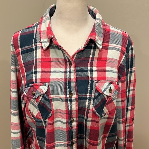 The North Face Plaid Flannel Long Sleeve Button Down Shirt Size Large - Picture 2 of 8